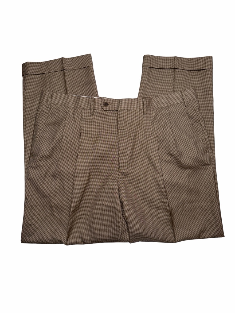 Lauren Ralph Lauren Mens Pleated Dress Pants W38 Brown/Tan Houndstooth Cuffed